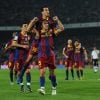Carles Puyol a celebrar um golo pelo Barcelona