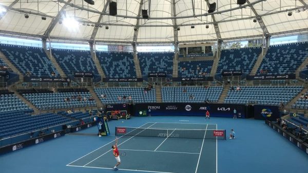 estádio de ténis vazio no australia open