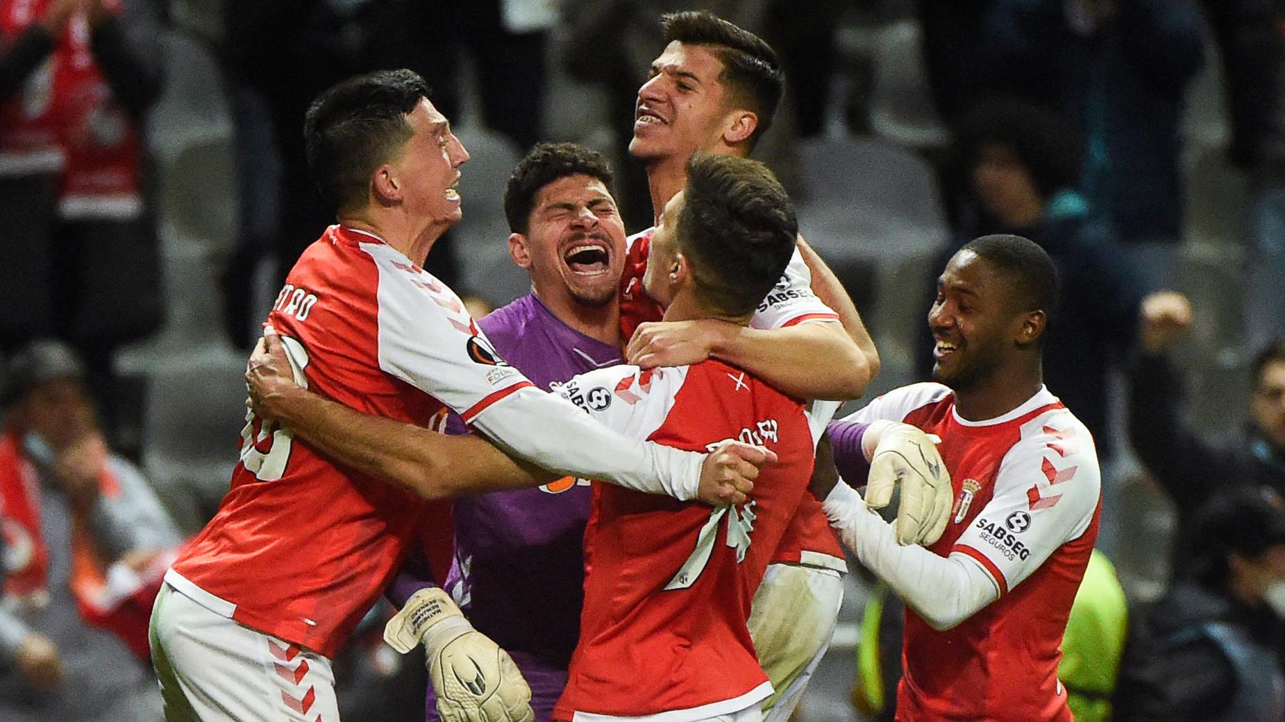 sc braga a festejar um golo na Liga Europa