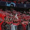 adeptos do benfica com cachecois no estádio