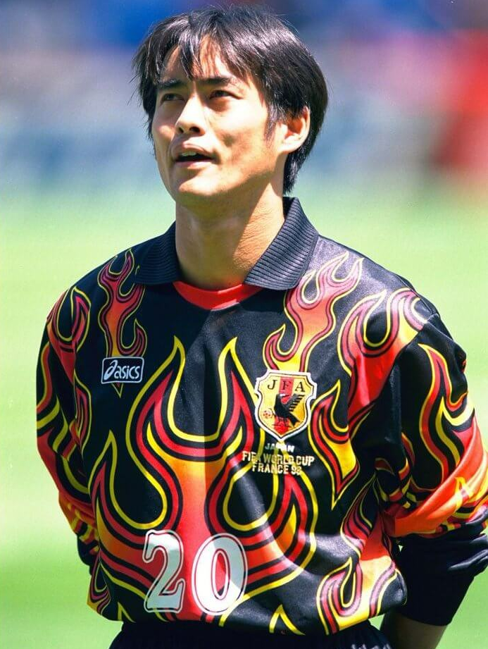 Yoshikatsu Kawaguchi com camisola do João no mundial de 1998