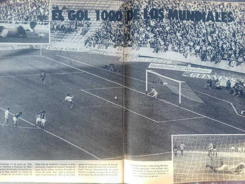 folha de jornal sobre o golo 1000 da histórias dos mundiais de futebol
