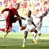 Cristiano Ronaldo domina a bola frente ao Gana no Mundial 2014