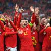 Seleção de futebol do País de Gales a festejar a qualificação para o Mundial de 2022 no Qatar