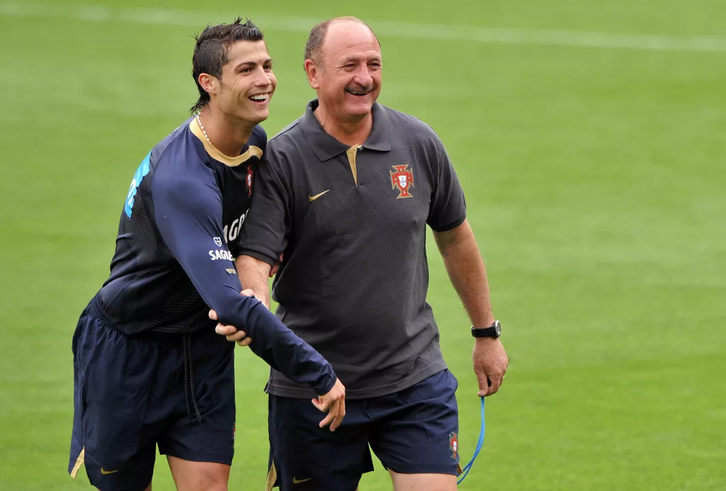 Cristiano Ronaldo e Scolari a sorrir