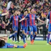 festejos da equipa do Barcelona após uma vitória épica na Liga dos campeões